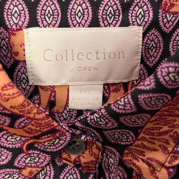 J. Crew 100% silk button down shirt Size: 10, fit small. Tigers print pattern - Picture 3 of 6